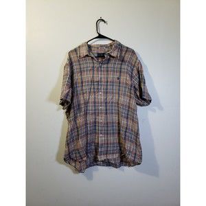 Ralph Lauren Indian Madras Men's Button Down Short Sleeve Shirt Plaid 2XL XXL